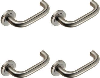 Loops 4x PAIR Round Bar Safety Handle Concealed Fix Round Rose Satin Stainless Steel