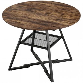 HOMCOM Mesa de comedor 100x100x76 cm marr&oacute;n r&uacute;stico