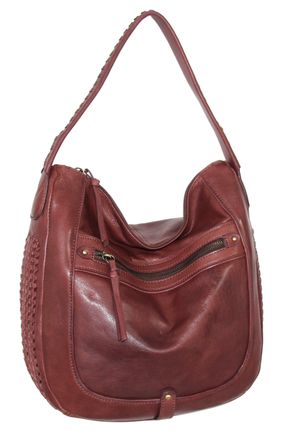 Nino Bossi Vintage Leather Woven Accent Hobo in Merlot