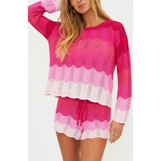 Beach Riot Beach Cover-Up Sweater in Electric Pink at Nordstrom, Size X-Large