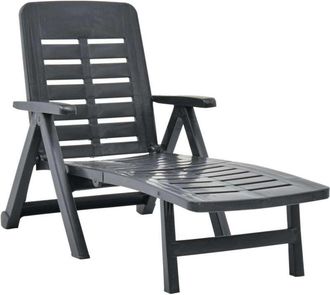 vidaXL Tumbona Plegable De Pl&aacute;stico Gris Antracita Vidaxl