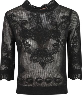 Twinset Gebreide trui met ronde hals - Dames - Truien - Zwart - Maat: M