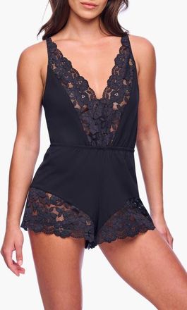 Cosabella Romanza Sleep Romper in Black at Nordstrom, Size X-Large