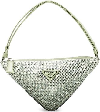 Prada Borsa a spalla con cristalli - Verde