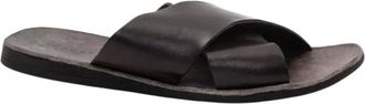 Brador Platte Kalfsleren Sandalen - Heren - Schoenen - Bruin - Maat: 42 EU Leer