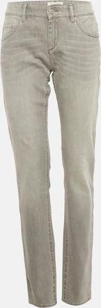Isabel Marant Etoile Grey Washed Denim Embroidered Trim Jeans