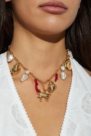 Self Portrait Necklace With Pendants, Womens, Gold