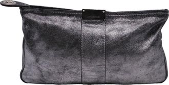 Jimmy Choo London Distressed Zipped Clutch Bag in Silver Leather