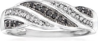 Ross-Simons Black and White Diamond Twist Ring in Sterling Silver