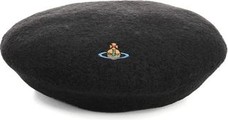 Vivienne Westwood Orb-embroidered beret - unisex - Wool - S/M - Black