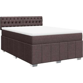 vidaXL Vidaxl - Cama Box Spring Con Colch&oacute;n Tela Marr&oacute;n Oscuro 140x190 Cm