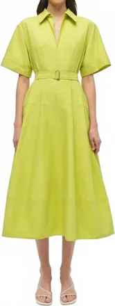 SIMKHAI Deanna Short Sleeve Belted Midi Dress In Yellow Plum