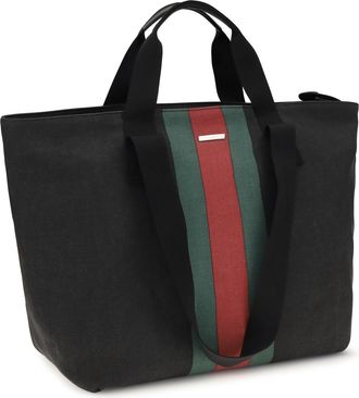 Gucci Mens Web Tote Bag Nika Blk Vrv-Blk-T.g Cotton Shoulder Vrv/blk/t.g