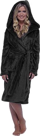 Generic Womens Ladies Lightweight Luxury Teddy Fleece Dressing Gowns Full Length Towel Robe House Coat Nightwear Snuggly Fit Super Soft Warm Cosy Fluffy Hoode