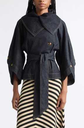 Zimmermann Trailblazer Valiant Belted Denim Jacket in Onyx Blue at Nordstrom, Size 1