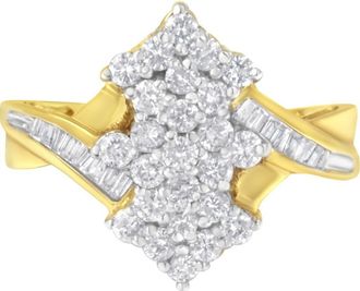 House of Brilliance 10K Yellow Gold 1 1/10 Cttw Diamond Cluster Ring at Nordstrom, Size 8