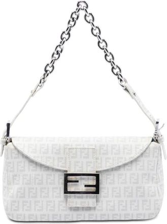 Fendi Pre-owned Shoulder Bags, female, White, Size: ONE SIZE Pre-owned Baguette Chain Bag