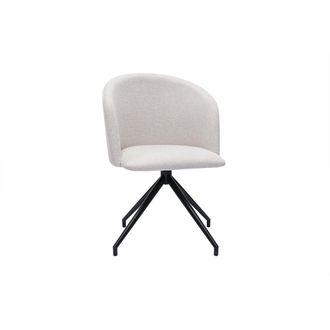 Miliboo Silla De Dise&ntilde;o Giratoria 360&deg; De Terciopelo Beige Texturizado Y Metal Negro Vanity