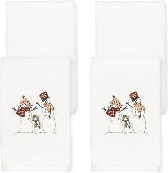 Linum Home Textiles Christmas Snow Family Hand Towel Set (Set Of 4)