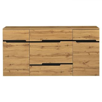 Urban Meuble Aparador bajo 160 cm madera y negro con 4 cajones y 2 puertas