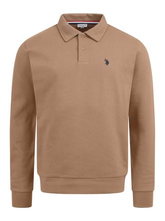 U.S.Polo Association USEthaan heren sweatpolo met lange mouwen - knoopsluiting & geborduurd logo