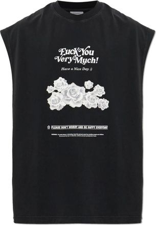 VETEMENTS Printed T-Shirt - Heren - Tops zonder mouwen - Zwart - S - Katoen - Tops