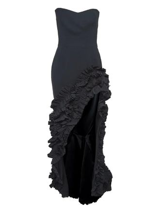 Maticevski ruffled asymmetric hem dress - women - Polyester/Silk/Elastane - M - Black