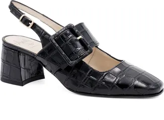 Amalfi By Rangoni Selva Slingback Pump in Black Cocco Bengala Leather at Nordstrom, Size 10