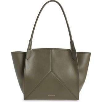 Victoria Beckham Small Victoria Leather Tote in Light Khaki at Nordstrom