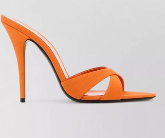 Saint Laurent fabric mules open toe cross strap design
