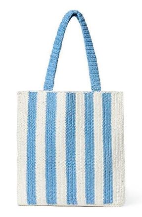 Loeffler Randall Orion Raffia Book Tote Bag in Light Blue/White Stripe at Nordstrom Rack