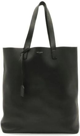 Saint Laurent Pre-owned Paris Leather Shopping Tote Bag - Dames - Vintage Shopper - Zwart - ONE Size - Leer - Vintage