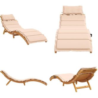 vidaXL Lettino Prendisole con Cuscino Beige in Legno Massello di Pino - Cuscino per seduta - Lettino da giardino