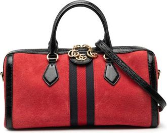 Gucci Pre-owned Handbags, female, Red, Size: ONE SIZE Pre-owned Suede Handbag