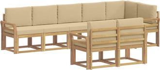 vidaXL Conjunto De Sof&aacute;s De Exterior 8 Uds. Y Beige Poli&eacute;ster Vidaxl