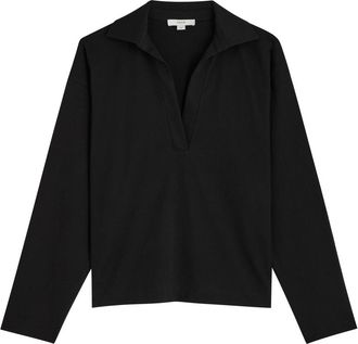 Vince Easy Cotton Polo top - Black - S (UK8-10 / S)