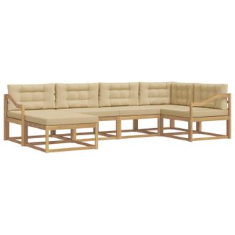 vidaXL Conjunto De Sof&aacute;s De Exterior Con Coj&iacute;n 5 Pcs Y Beige Poli&eacute;ster Vidaxl