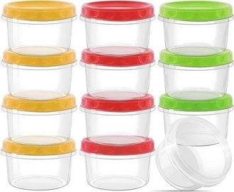 OEM Recipientes Para Almacenar Alimentos Con Tapa De Rosca, 12 Unidades, 250 Ml, Recipientes Para Congelar Prueba Fugas Sin Bpa, Rojo/verde/amarillo