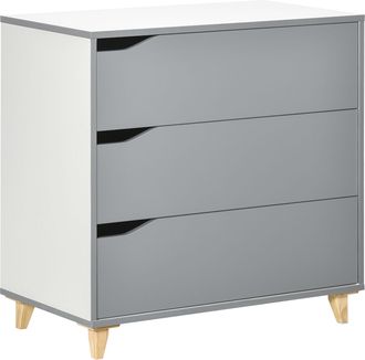 HOMCOM Chest of Drawers - 3 Drawer Unit Storage Organiser for Bedroom - Grey | TJ Hughes