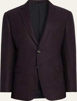 Giorgio Armani Mens Micro Grid Textured Blend Sport Coat