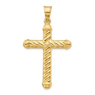 Diamond2Deal 14k Yellow Gold Hollow Cross Pendant