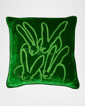 Hunt Slonem Hand Embroidered Velvet Decorative Pillow, 22 Square