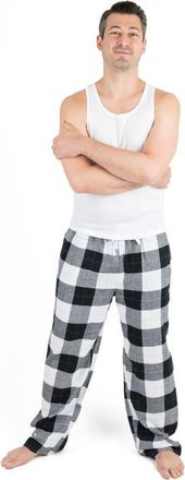 Leveret Mens Cotton Flannel Holiday Pajama Pants in Plaid Black & White at Nordstrom, Size Xxx-Large