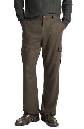 Vince Louie Wool Blend Flannel Cargo Pants in Dark Leaf at Nordstrom, Size 34