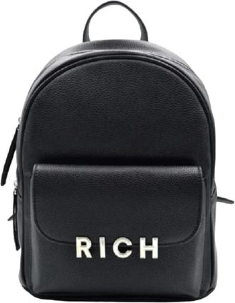 John Richmond Zwarte damesrugzak met zilveren logo - Dames - Rugzakken - Zwart - ONE Size - Tassen
