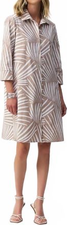 Joseph Ribkoff Stretch Poplin Tropical Print Shirt Dress In Dune/vanilla