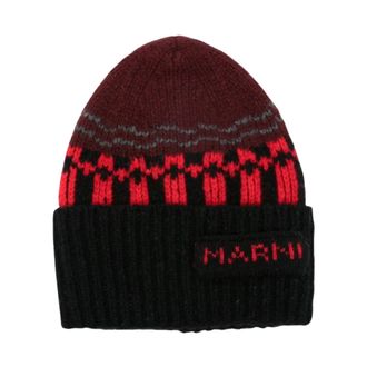 Marni Jacquard Muts - Dames - Hoeden - Veelkleurig - L - Wol - Accessoires