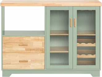 SoBuy Credenza buffet con 2 ante in vetro Mobile da cucina Mobile microonde 120x40x90cm Verde FSB81-GR Sobuy