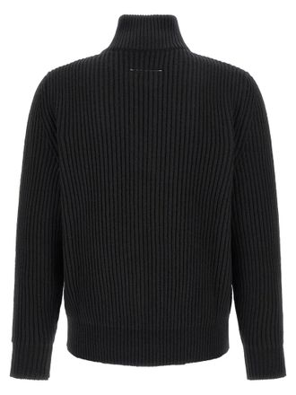 Maison Margiela Ribbed Wool Cardigan - Black