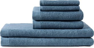 Coyuchi Classic 6-Piece Organic Cotton Towel Set in Cerulean at Nordstrom, Size 6 Piece